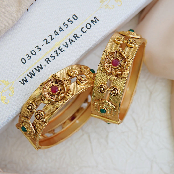 Heritage Rajwadi Lotus Kada Bangles - RS ZEVARS