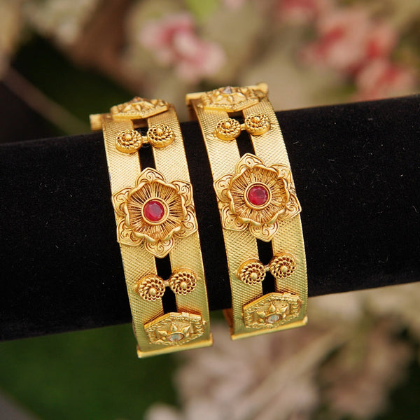 Heritage Rajwadi Lotus Kada Bangles - RS ZEVARS