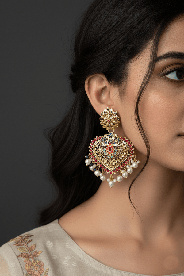 Hyderabadi Gold Plated Latkan Earrings - RS ZEVARS