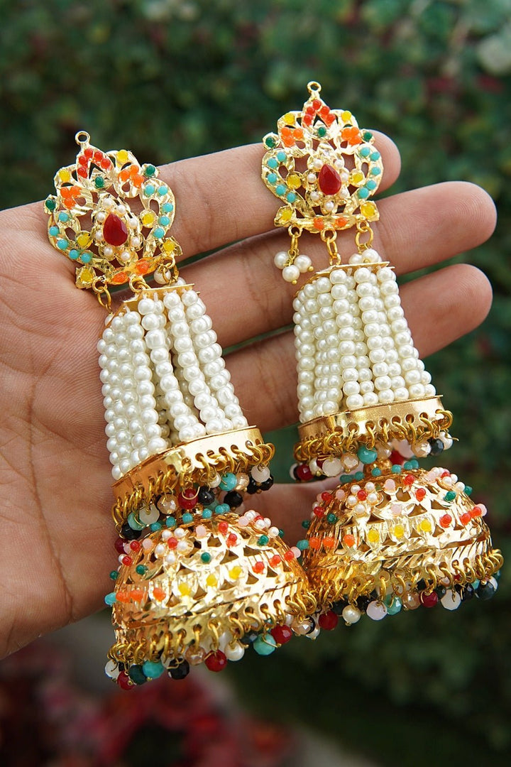 Hyderabadi Navratan Long Jhumka - RS ZEVARS