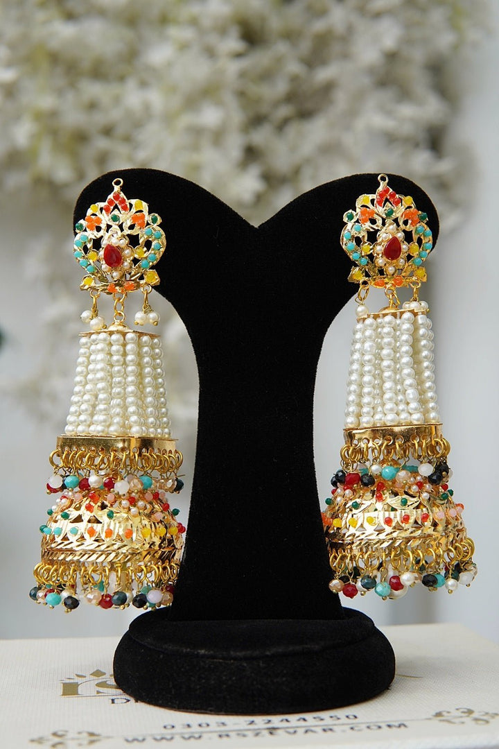 Hyderabadi Navratan Long Jhumka - RS ZEVARS
