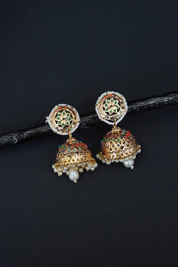 Hyderabadi Pearl Jhumka Earrings - RS ZEVARS