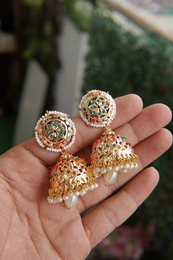 Hyderabadi Pearl Jhumka Earrings - RS ZEVARS