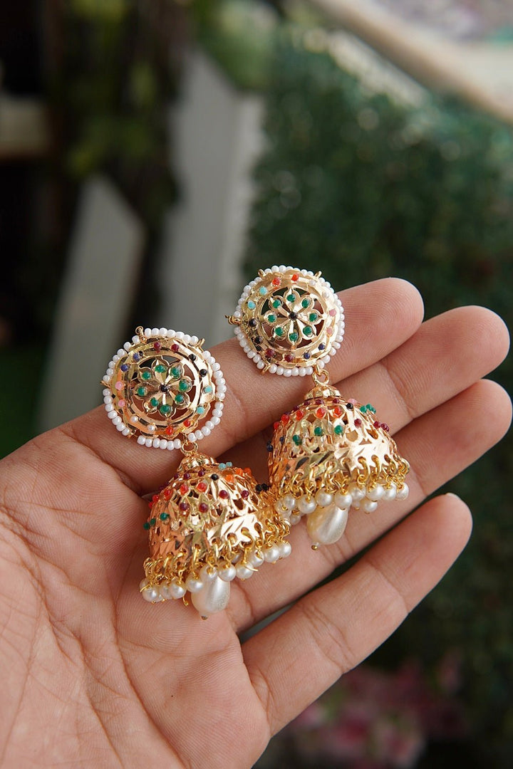Hyderabadi Pearl Jhumka Earrings - RS ZEVARS