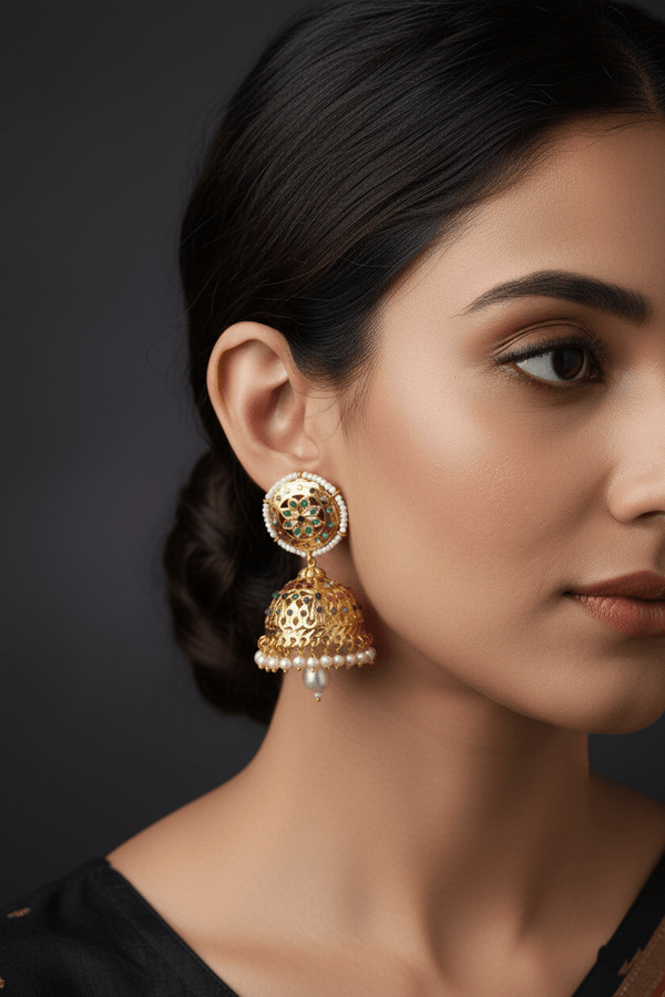 Hyderabadi Pearl Jhumka Earrings - RS ZEVARS