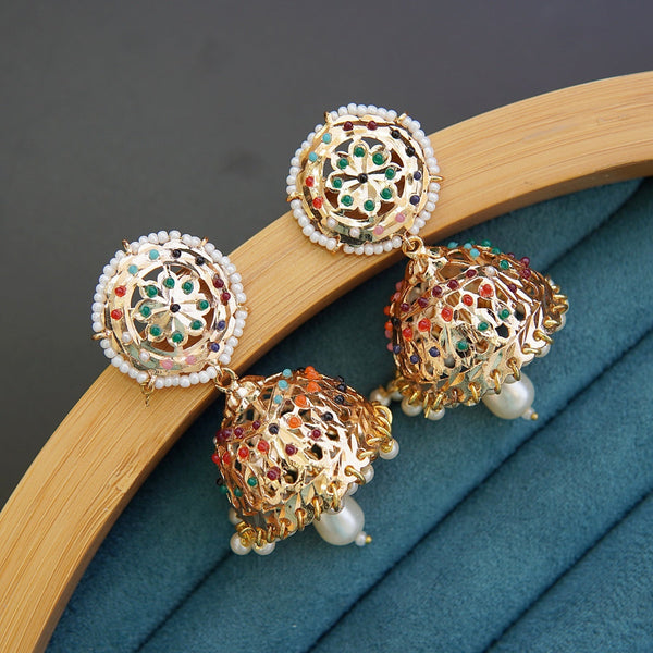 Hyderabadi Pearl Jhumka Earrings - RS ZEVARS