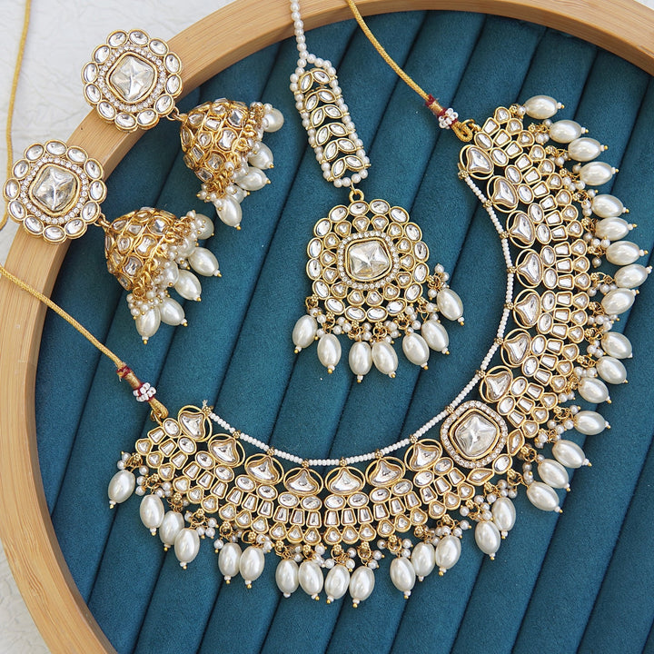 Indian Kundan Elegant Necklace Set - RS ZEVARS