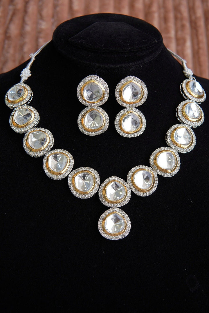 Kundan Cut Indian Necklace Set - RS ZEVARS