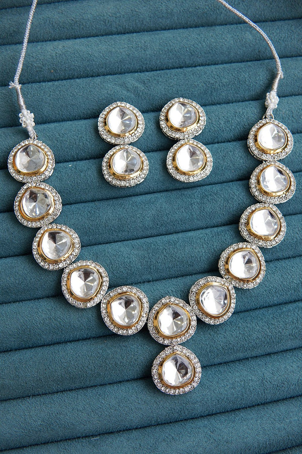 Kundan Cut Indian Necklace Set - RS ZEVARS