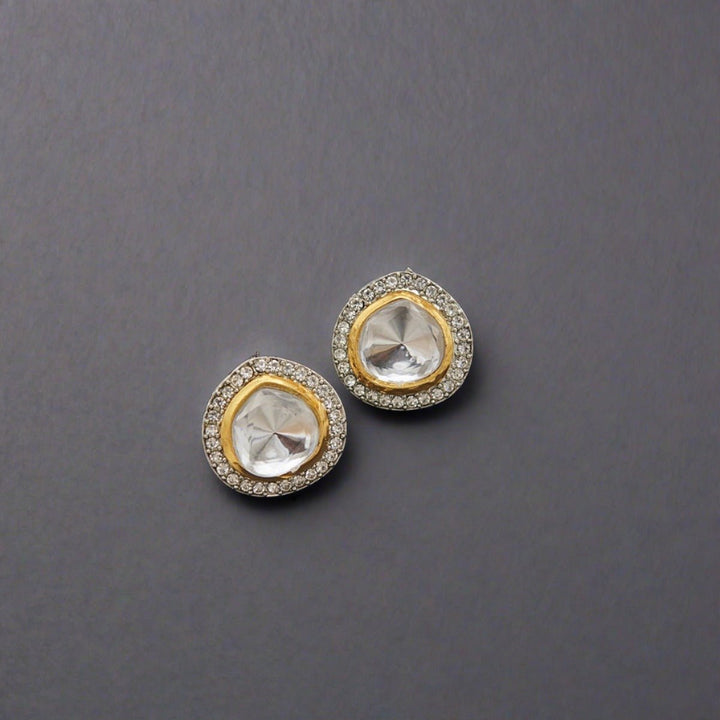 Kundan Cut Two-Tone Studs - RS ZEVARS