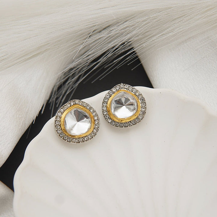 Kundan Cut Two-Tone Studs - RS ZEVARS