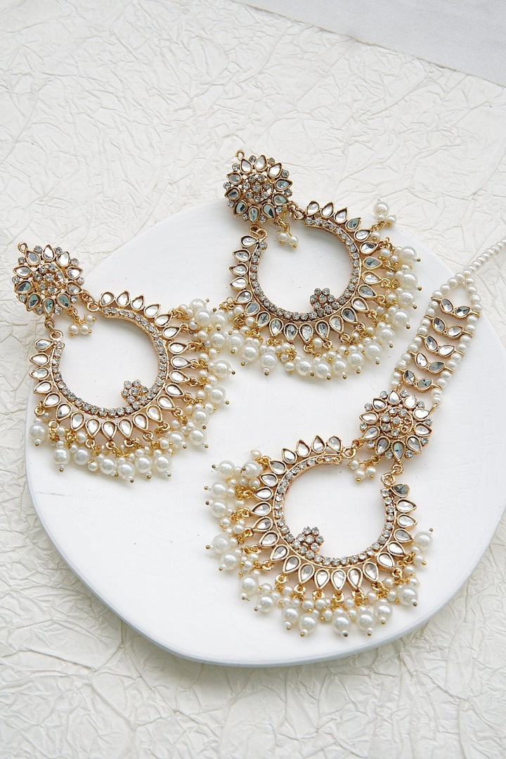 Kundan Earring Tikka Chand Bali - RS ZEVARS