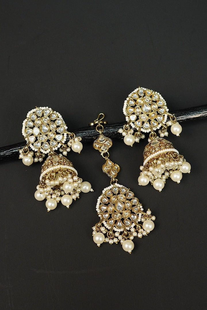 Kundan Jhumka Maang Tikka Set - RS ZEVARS
