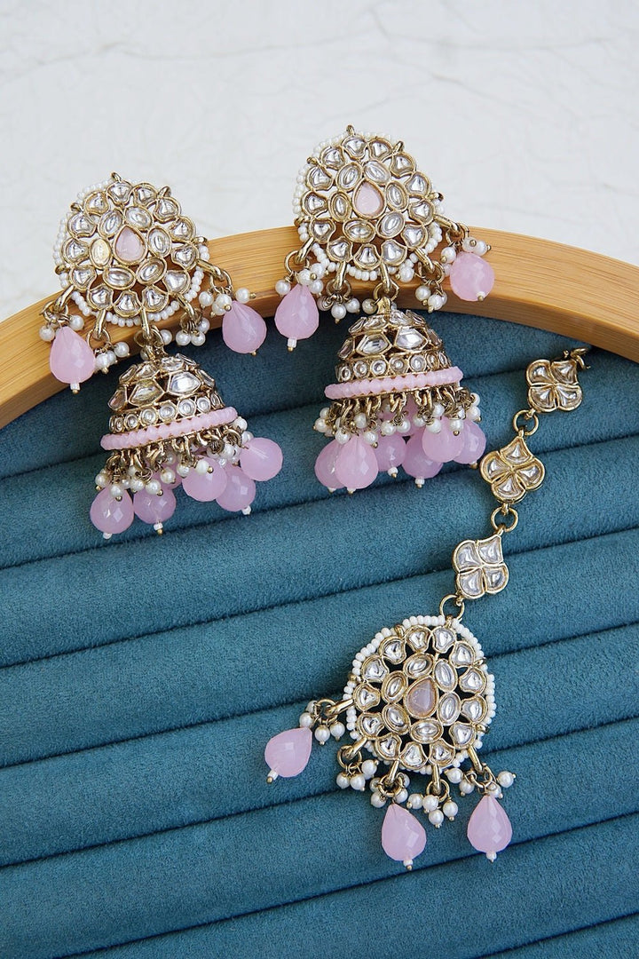 Kundan Jhumka Maang Tikka Set - RS ZEVARS