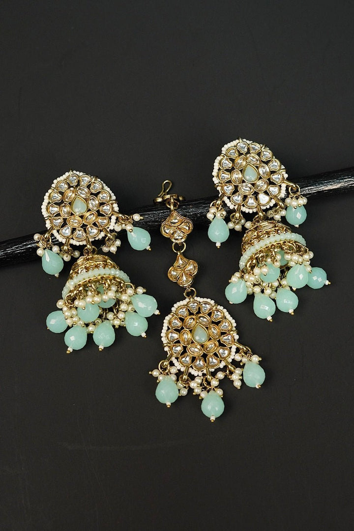 Kundan Jhumka Maang Tikka Set - RS ZEVARS
