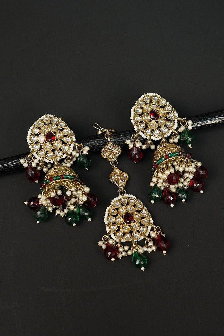 Kundan Jhumka Maang Tikka Set - RS ZEVARS