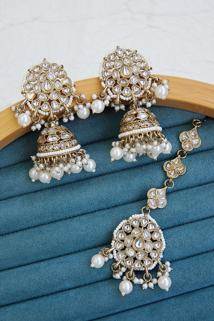 Kundan Jhumka Maang Tikka Set - RS ZEVARS