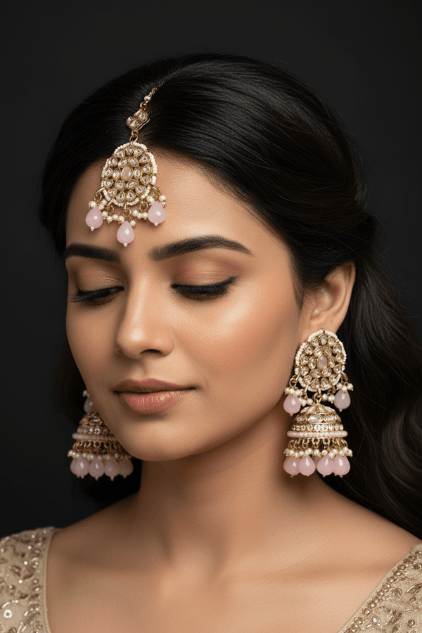Kundan Jhumka Maang Tikka Set - RS ZEVARS