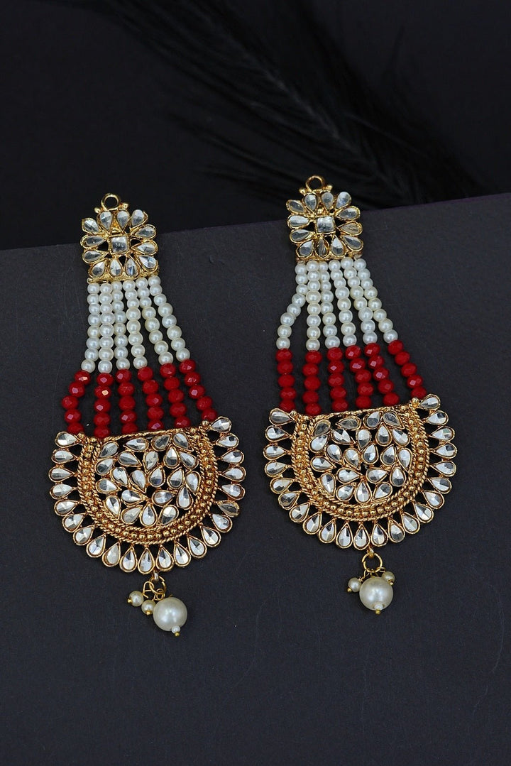 Kundan Passa Earrings With Pearls Work - RS ZEVARS