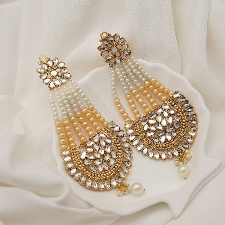 Kundan Passa Earrings With Pearls Work - RS ZEVARS