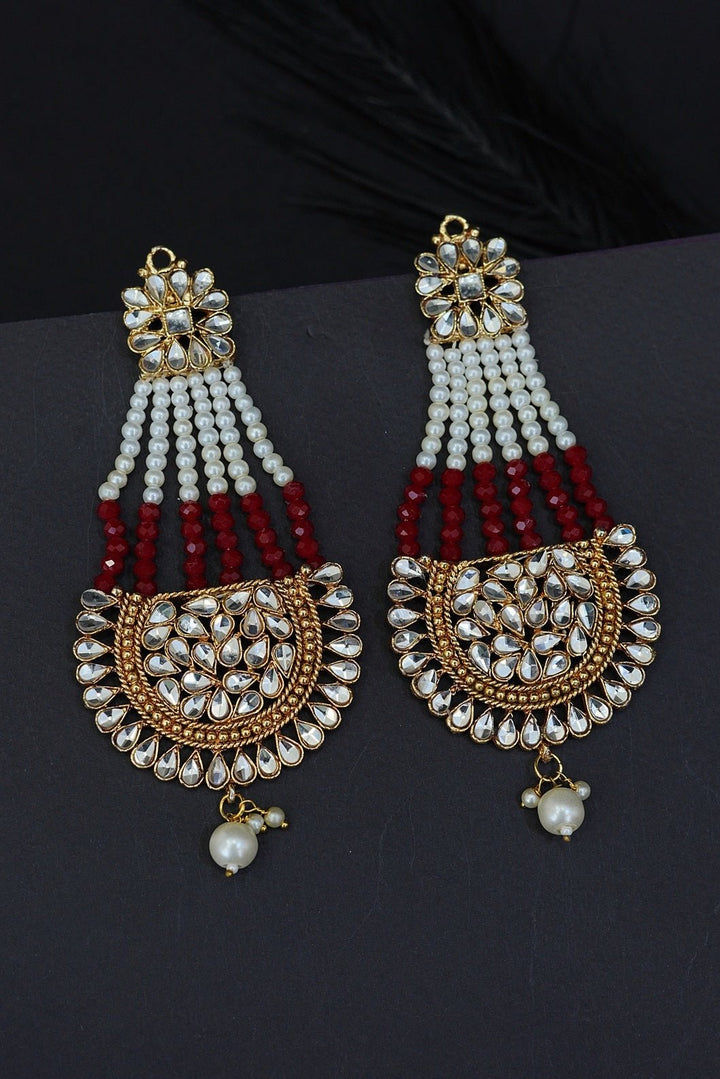 Kundan Passa Earrings With Pearls Work - RS ZEVARS