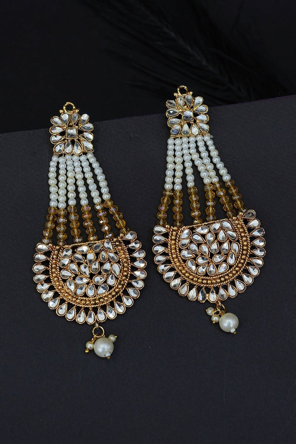 Kundan Passa Earrings With Pearls Work - RS ZEVARS