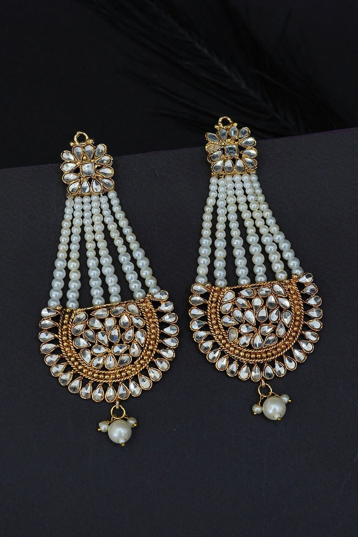 Kundan Passa Earrings With Pearls Work - RS ZEVARS