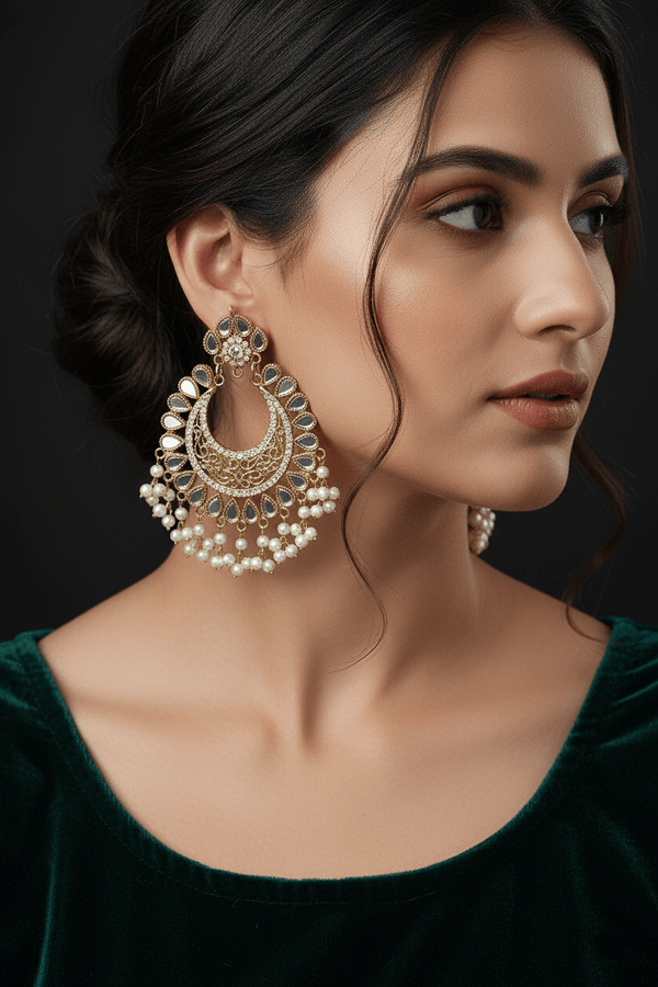 Large Manjus Chand Bali Earrings - RS ZEVARS