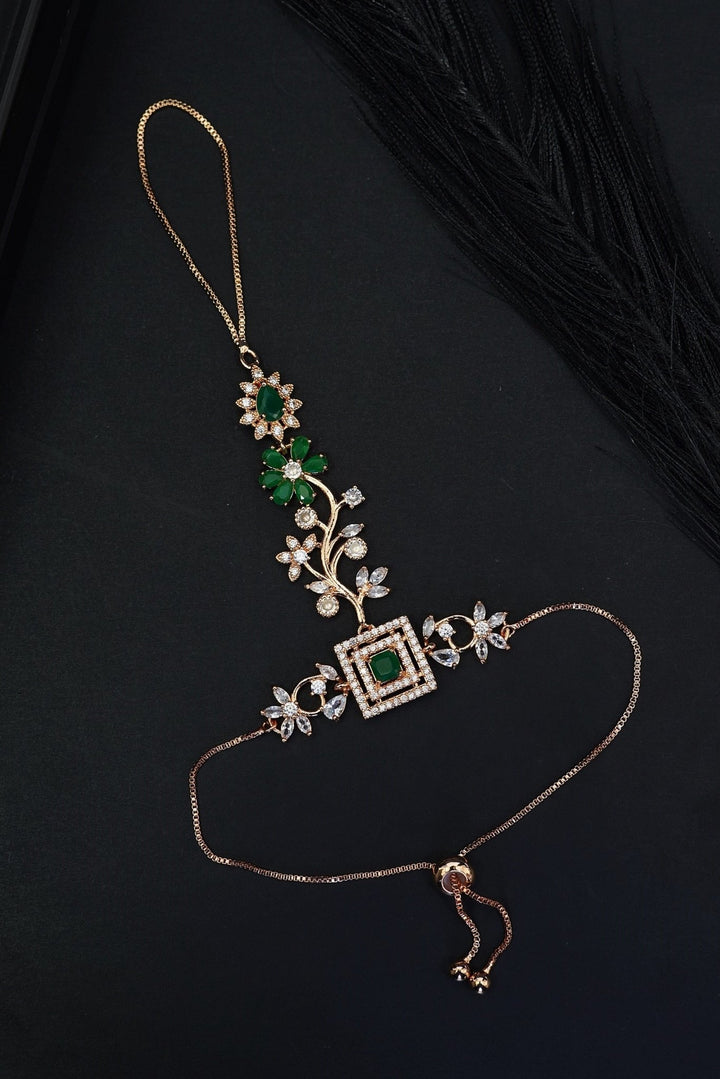 Floral Hathphool Cubic Zirconia AD Hand Jewelry | RS ZEVAR