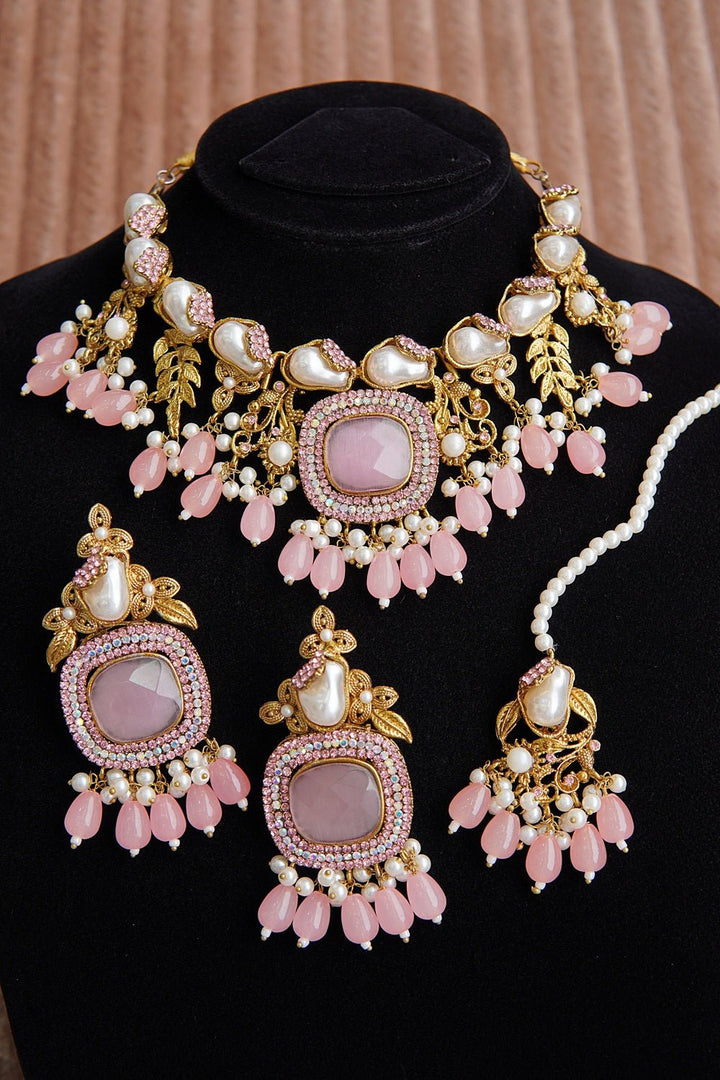 Luxury Turkish Gemstone & Mother Pearl Necklace Set - RS ZEVARS
