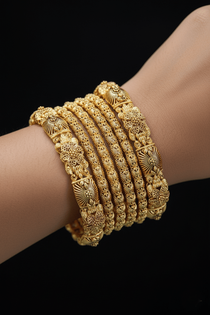 Madrasi Antique 6 Pcs Churi Kara Set - RS ZEVARS