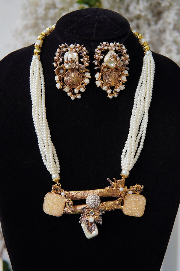 Madrasi Handwork Mother Pearl Pendant Set - RS ZEVARS