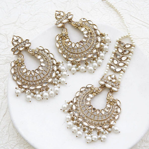 Mardarsi Kundan Earrings Teeka - RS ZEVARS