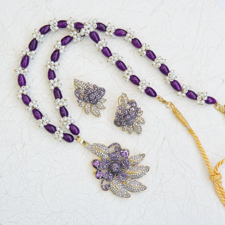 Micro Cubic Zirconia 3D Pendant Mala Set - RS ZEVARS