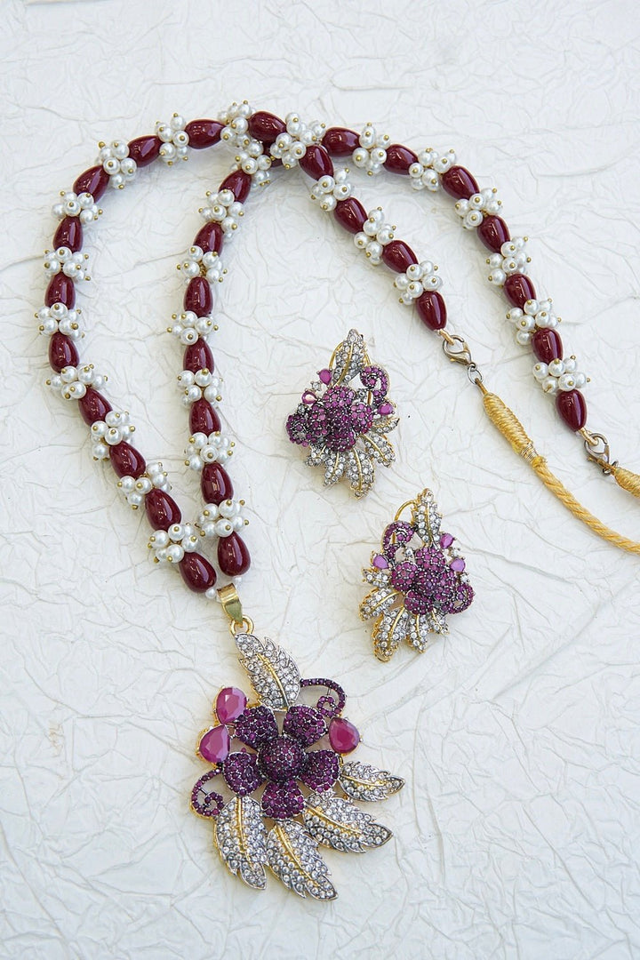 Micro Cubic Zirconia 3D Pendant Mala Set - RS ZEVARS