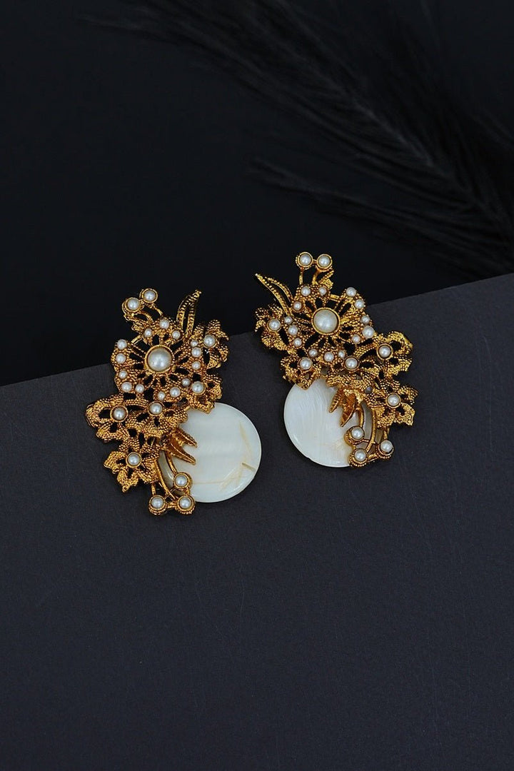 Mother Of Pearl Handcrafted Earrings - RS ZEVARS