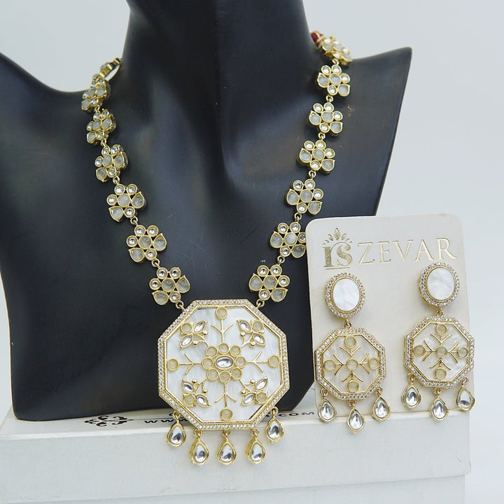 Mother of Pearl Jaipuri Kundan Set - RS ZEVARS