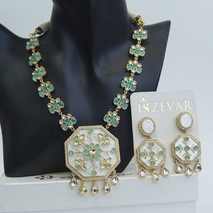 Mother of Pearl Jaipuri Kundan Set - RS ZEVARS