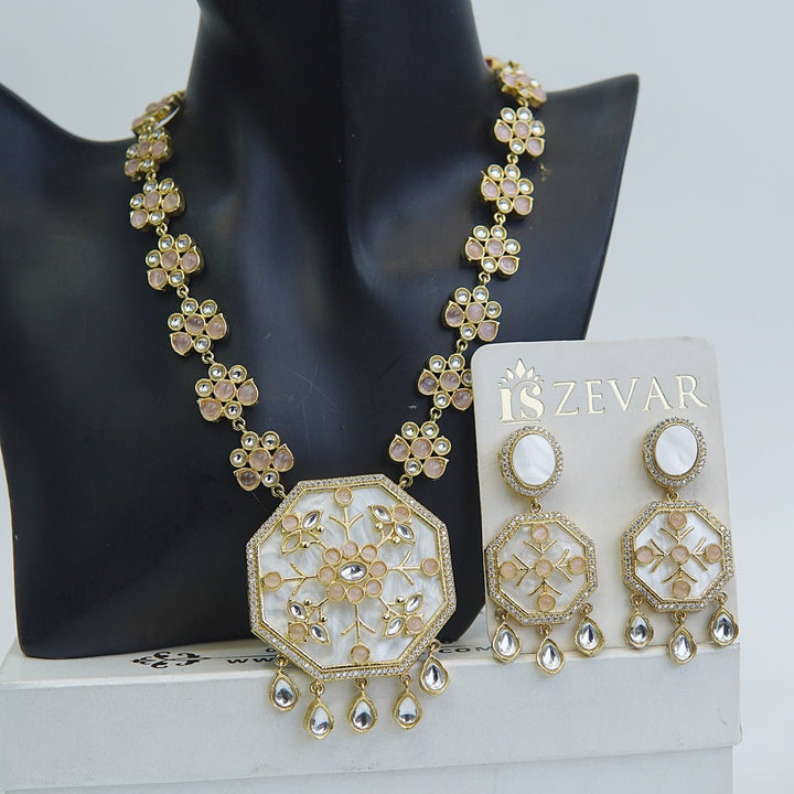 Mother of Pearl Jaipuri Kundan Set - RS ZEVARS