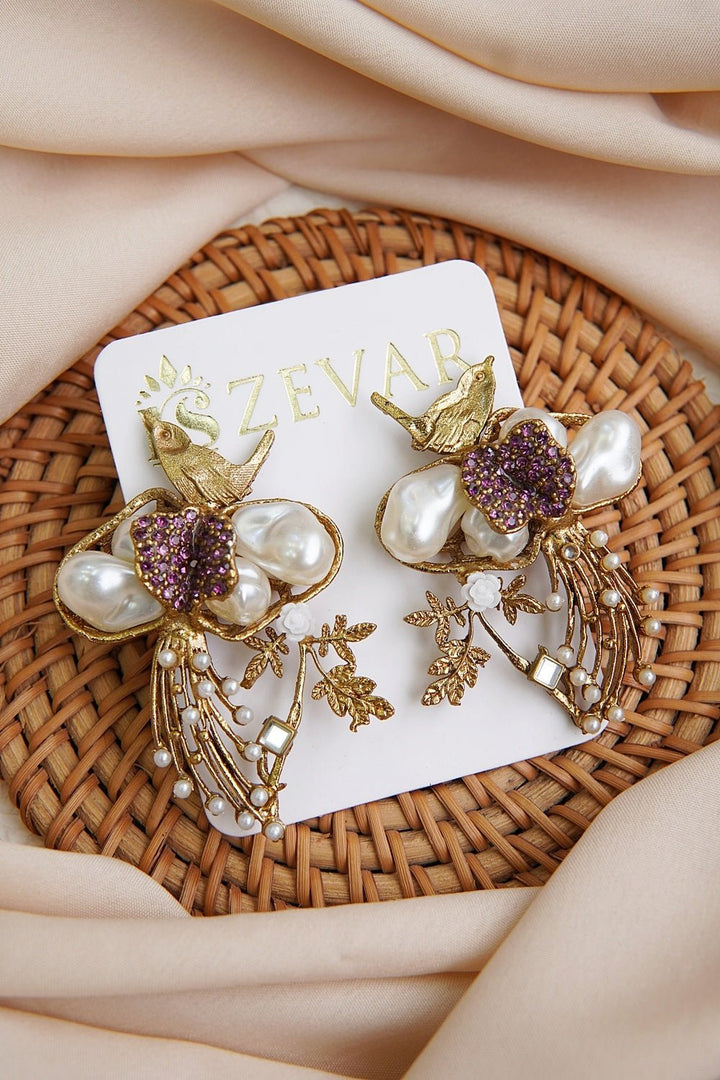 Mother Pearl Handcrafted Earrings - RS ZEVARS
