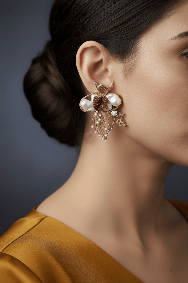 Mother Pearl Handcrafted Earrings - RS ZEVARS