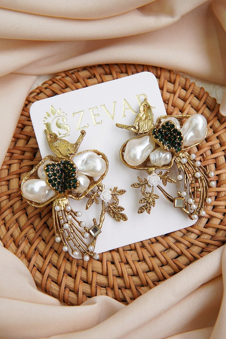 Mother Pearl Handcrafted Earrings - RS ZEVARS