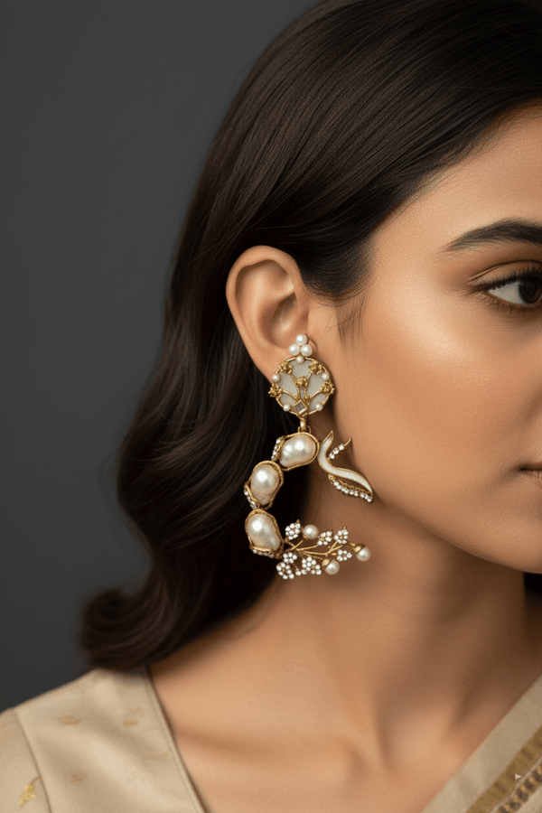 Mother Pearl Luxury Enchanted Vine Earrings - RS ZEVARS