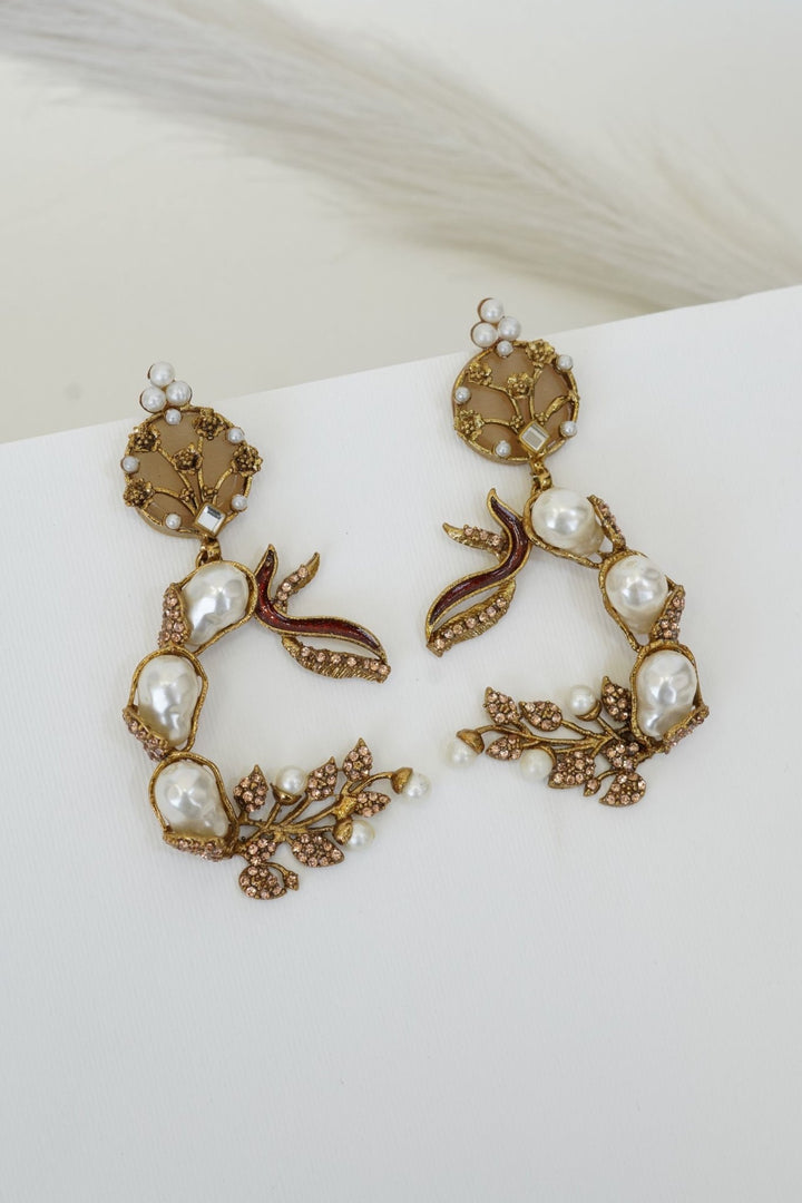 Mother Pearl Luxury Enchanted Vine Earrings - RS ZEVARS