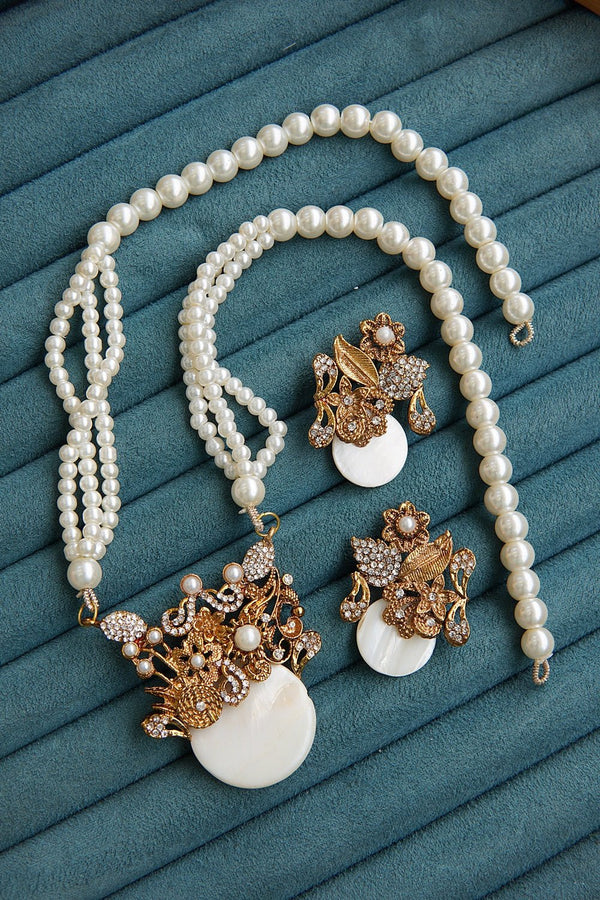 Mother Pearl Pendant Locket Set - RS ZEVARS