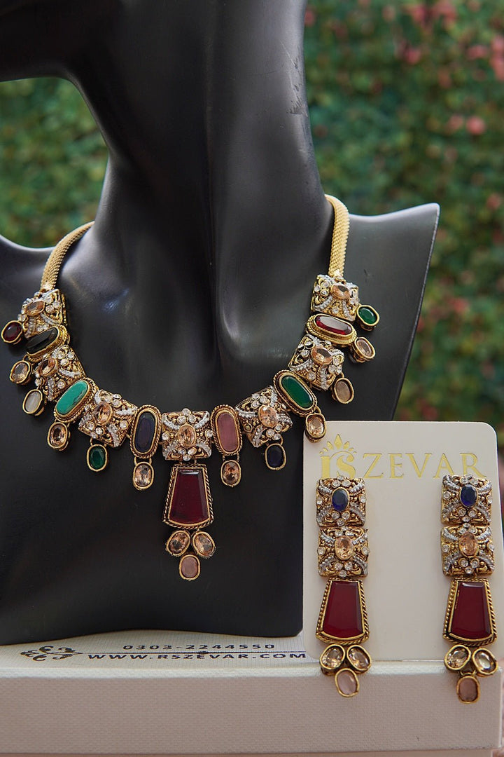 N2047 Egyptian Semi Precious Choker Set - RS ZEVARS