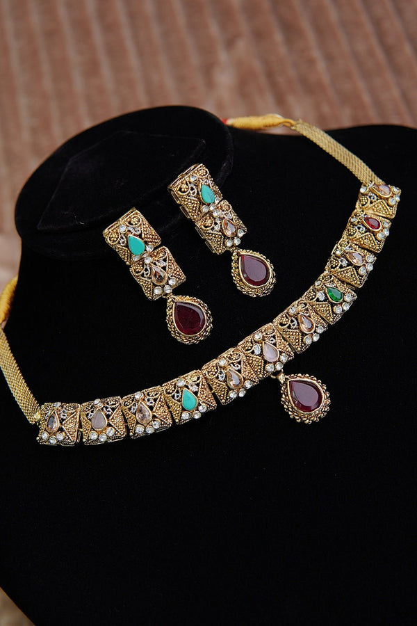 N2123 Egyptian Antique Gold Choker Set - RS ZEVARS