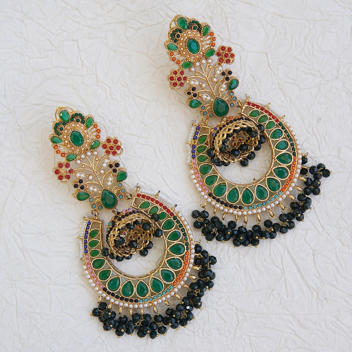Navratan Antique Bali Earrings - RS ZEVARS