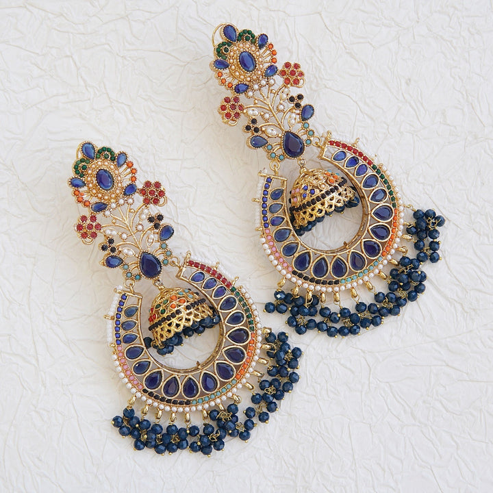 Navratan Antique Bali Earrings - RS ZEVARS