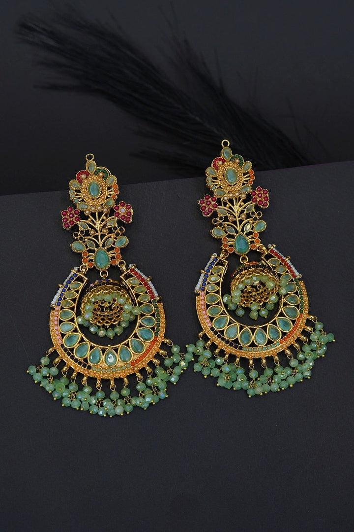 Navratan Antique Bali Earrings - RS ZEVARS